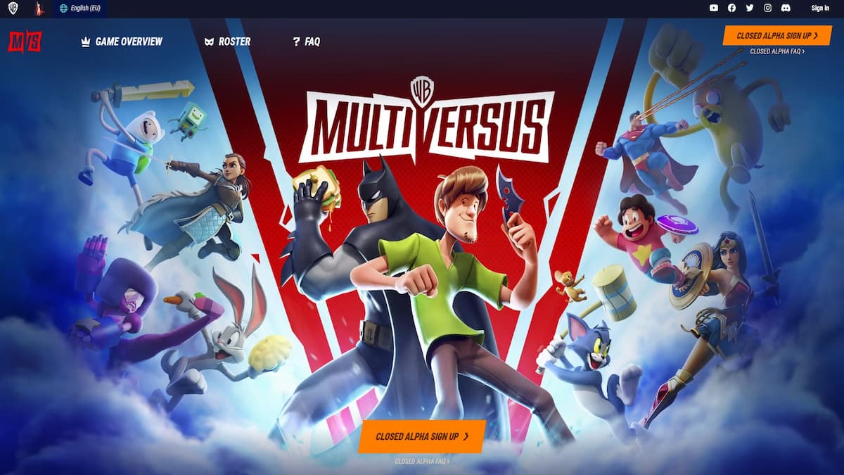 closed alpha sign up button on multiversus.com