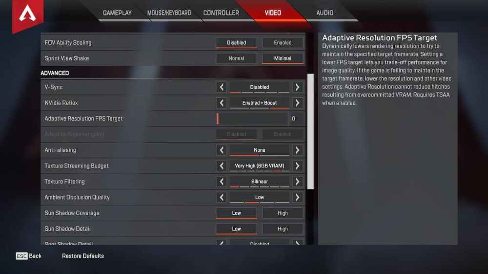Aceu’s Video Settings For Apex Legends