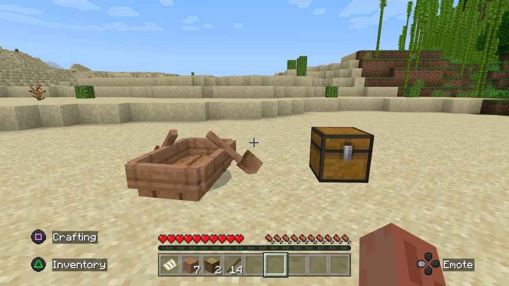 A Boat and Chest in Minecraft