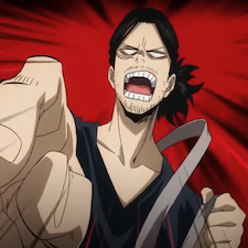 Aizawa screaming and pointing