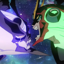 Dai Gurren and Anto Spiral yell at each other during battle
