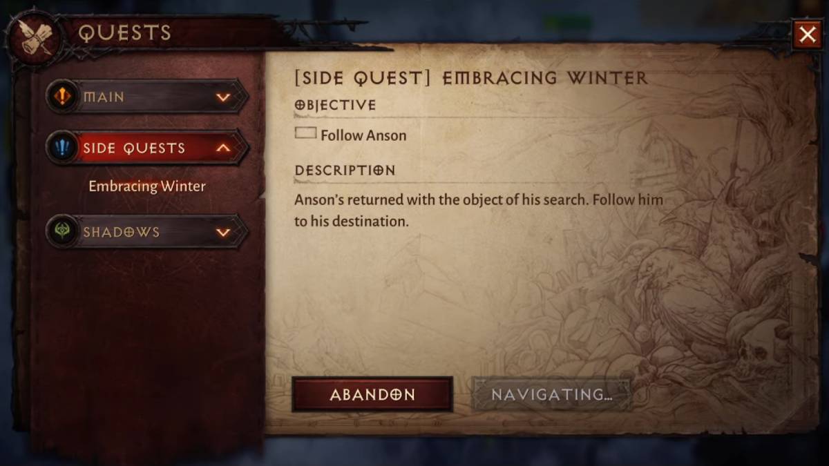 Embracing Winter _ Diablo Immortal Side Quest