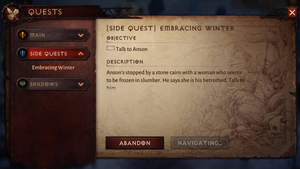 Embracing Winter _ Diablo Immortal Side Quest