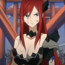 Erza in black gown ready to fight