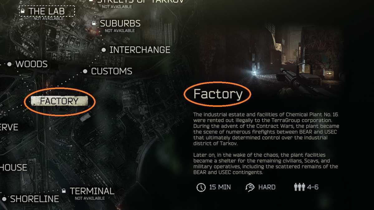 factory map in escape from tarkov
