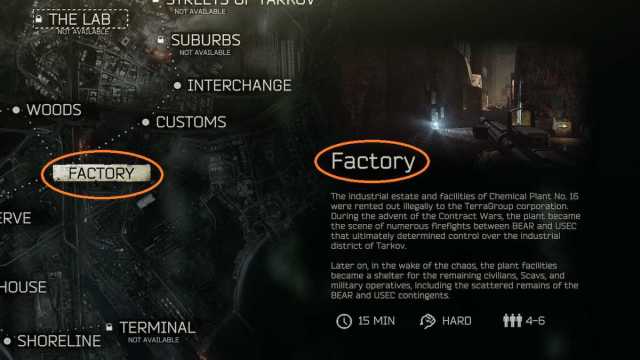 factory map in escape from tarkov
