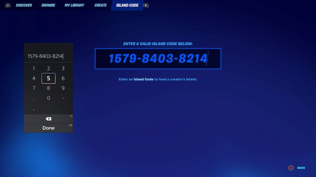 Fortnite Island Code Entry Screen