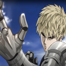 Genos ready for battle and edges enemy on