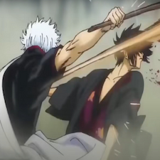 Gintoki gets a slice with Katana against Takasugi face