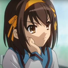 Haruhi looks out the window