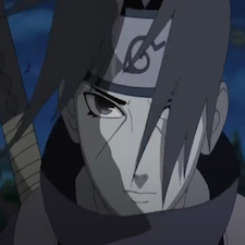 Itachi staring blankly with sword on his back