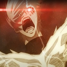 Ken using his powers and screaming