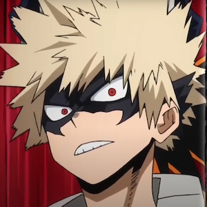 Bakugo looking surprised and battle ready