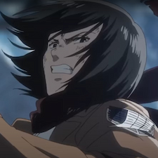 Mikasa angry while hair flying
