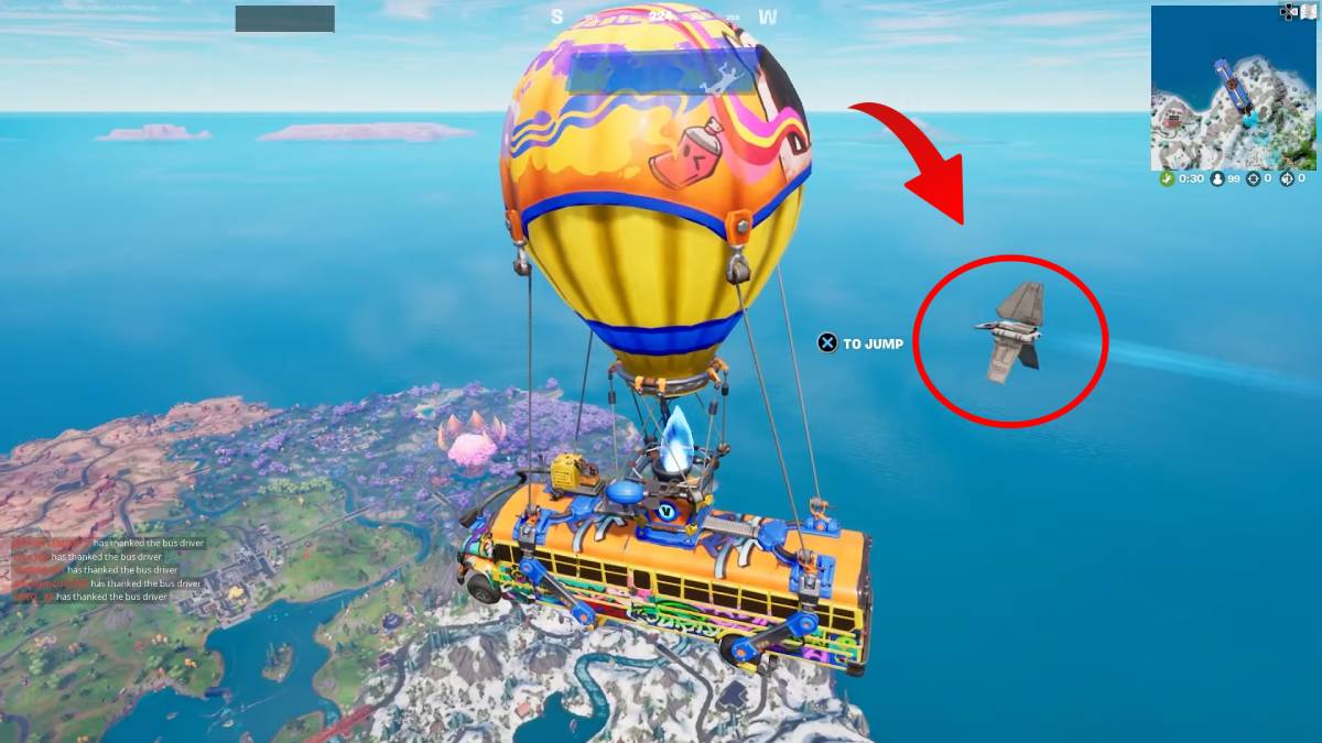 Darth Vader's ship flying past the battle bus shows you where to find him in Fortnite