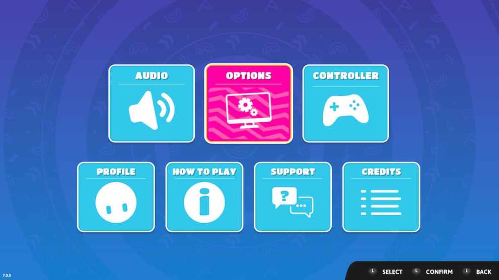 The options menu within the settings of Fall Guys