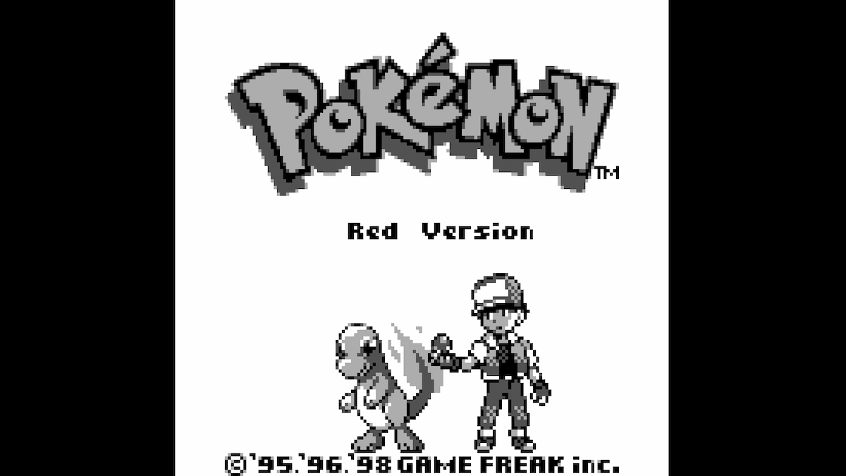 The title screen of Pokémon Red.
