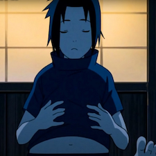 Sasuke ate so much that he has a belly