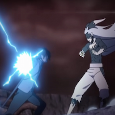Sasuke using lightning attack against Momoshiki