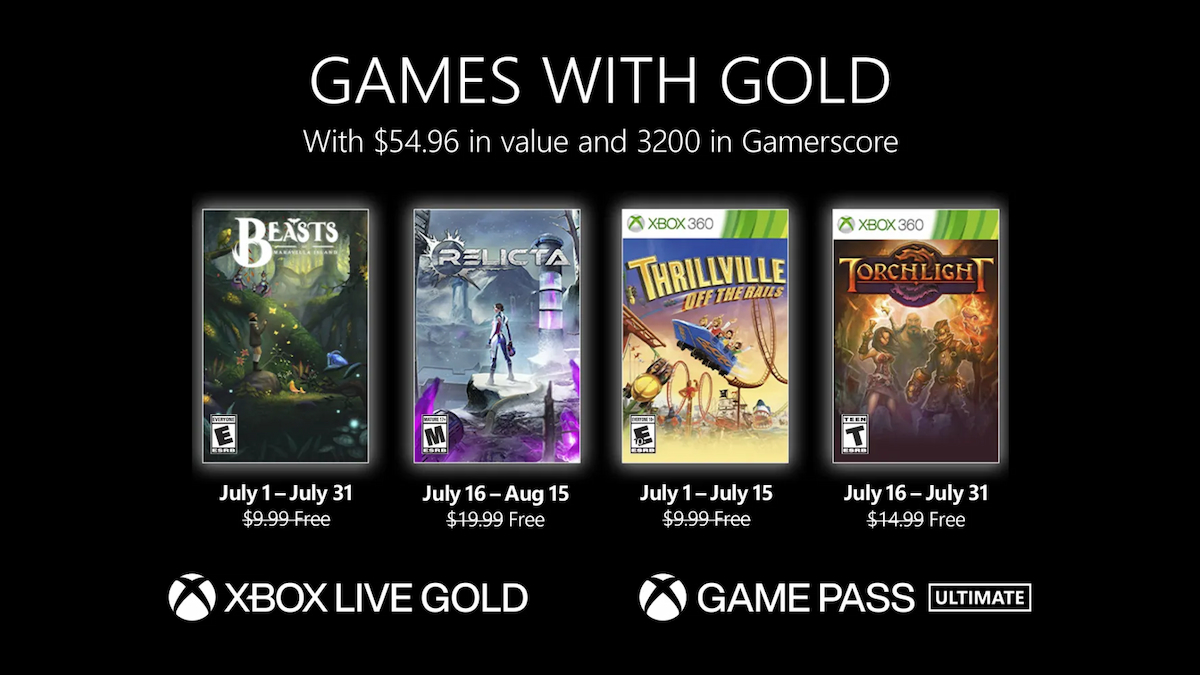 Xbox Games With Gold for July 2022 Announced