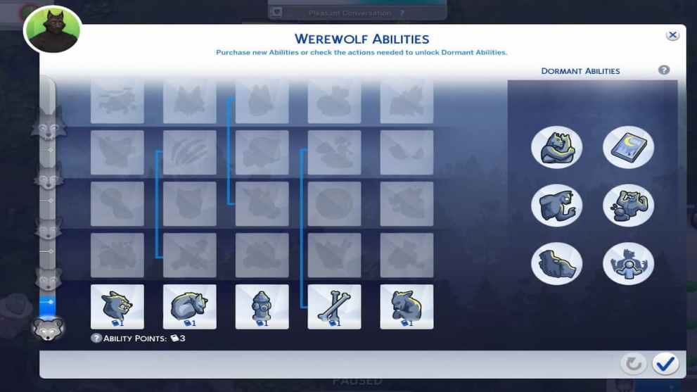 Werewolf abilities in The Sims 4