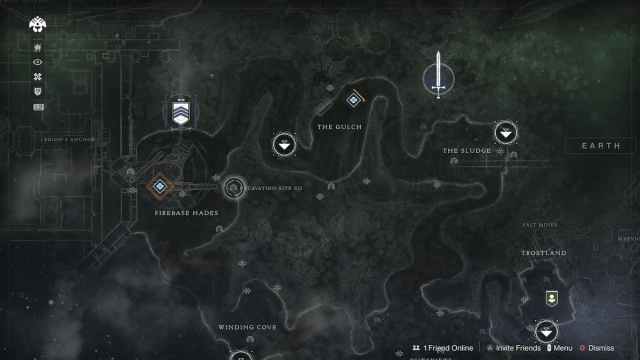 Excavation Site XII location on the Destiny 2 Earth map
