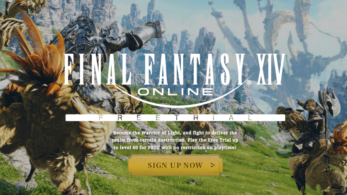 Final Fantasy XIV free trial page