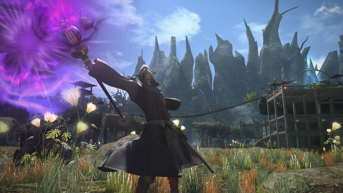 A Thaumaturge casting a spell in Final Fantasy XIV.