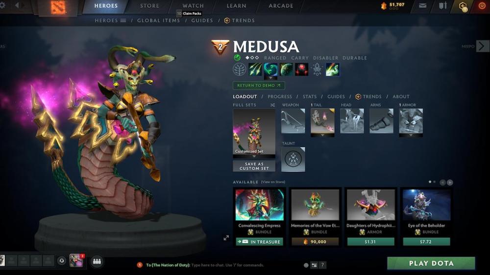 Medusa's built in battlefury and mana shield make her a strong hero. 