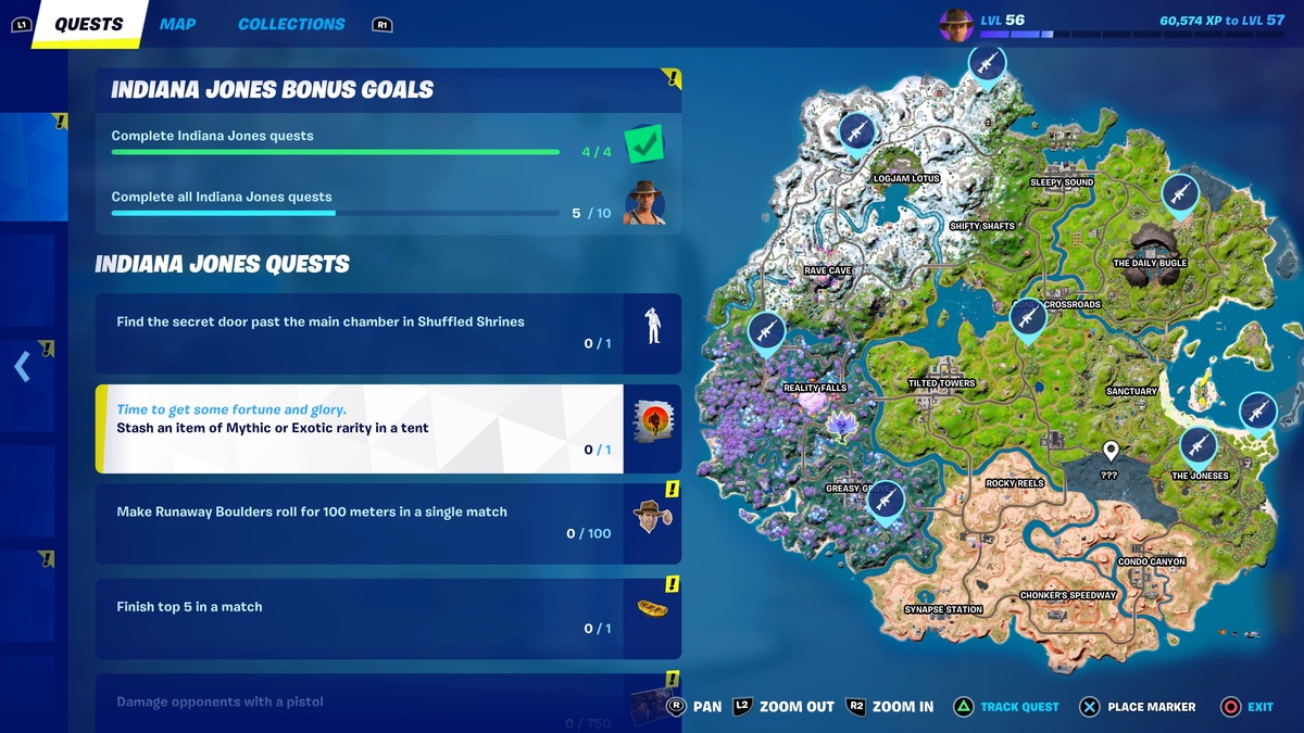 Stash an Item of Mythic or Exotic Rarity in a Tent in Fortnite