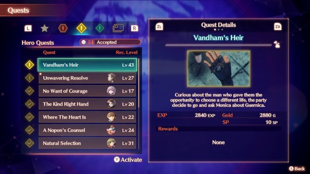 Xenoblade Chronicles 3 Changing Active Quest