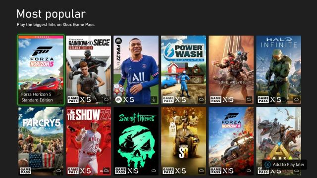 most popular xbox game pass