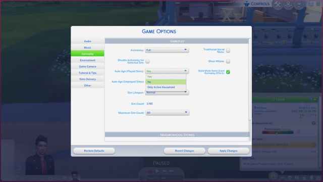 sims 4 auto age played sims option