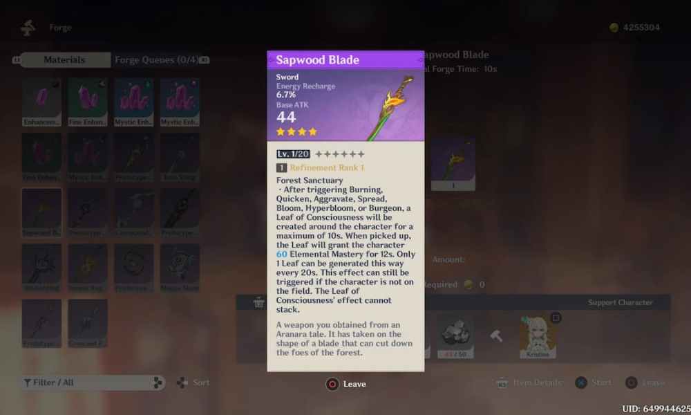 How to Get Sapwood Blade Sword in Genshin Impact Stats, Upgrade