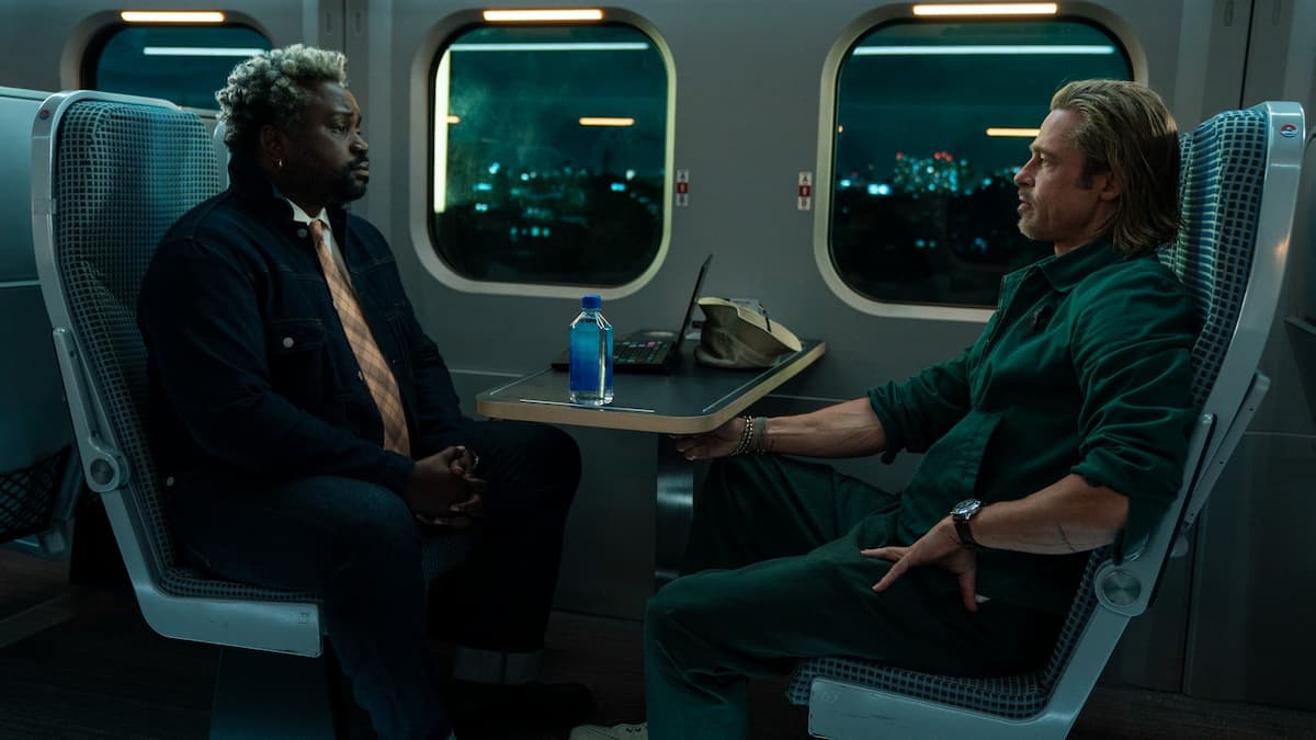 Brian Tyree Henry dan Brad Pitt di Kereta Peluru