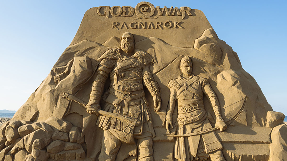 God of War Ragnarok Sand Sculpture in Taiwan