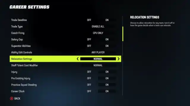 madden 23 relocation settings in franchise mode
