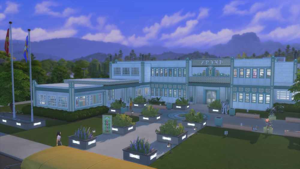 A unique high school design in The Sims 4