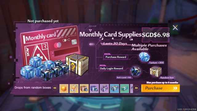 monthly card in tower of fantasy