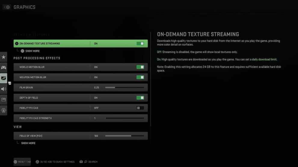 Graphics Settings in Modern Warfare 2