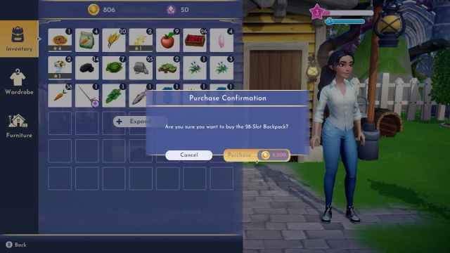 Expanding your inventory in Disney Dreamlight Valley