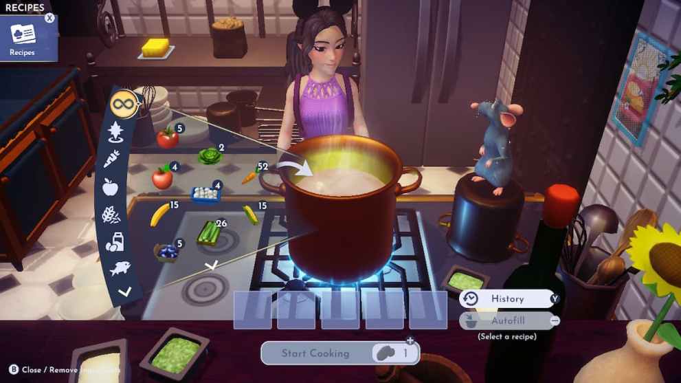 Creating meals in Disney Dreamlight Valley