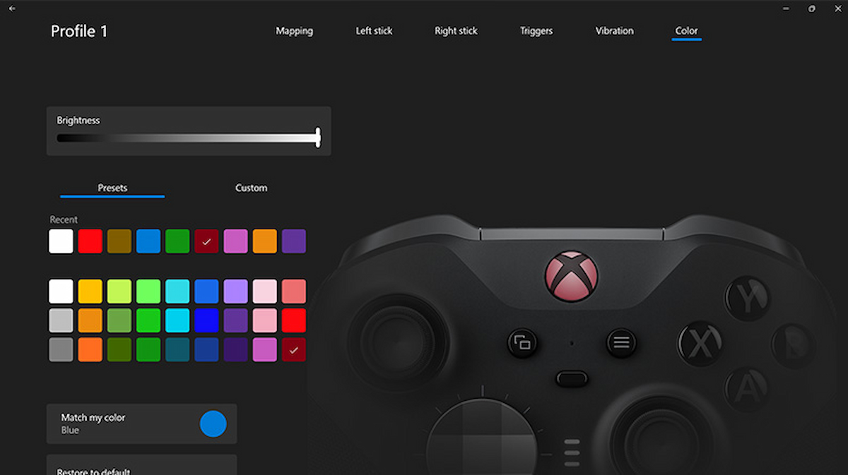 Xbox Button Color Customization Screen
