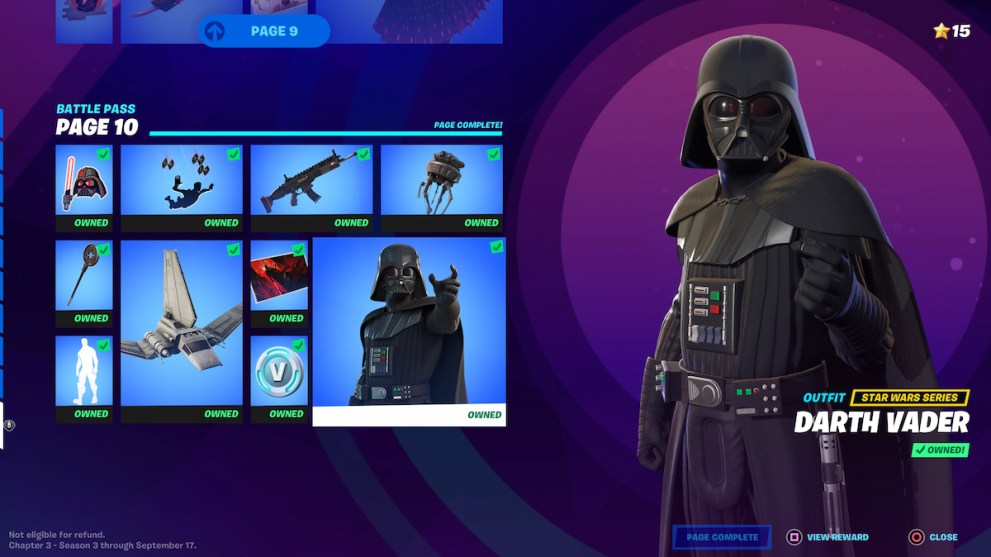 Darth Vader Battle Pass Reward