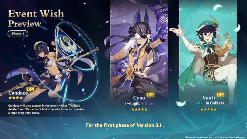 Genshin Impact 3.1 Version – Character Banner Schedule