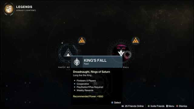 King's Fall Raid Launch Screen