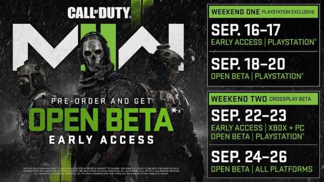 call of duty mw2 beta schedule explained