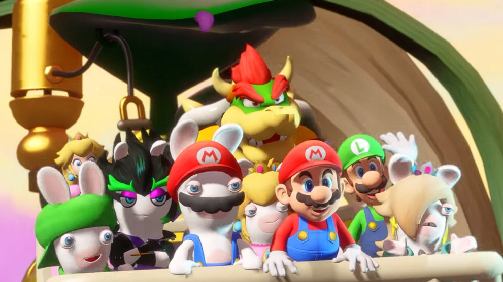 mario rabbids sparks of hope wiggler battle on train rayman dlc