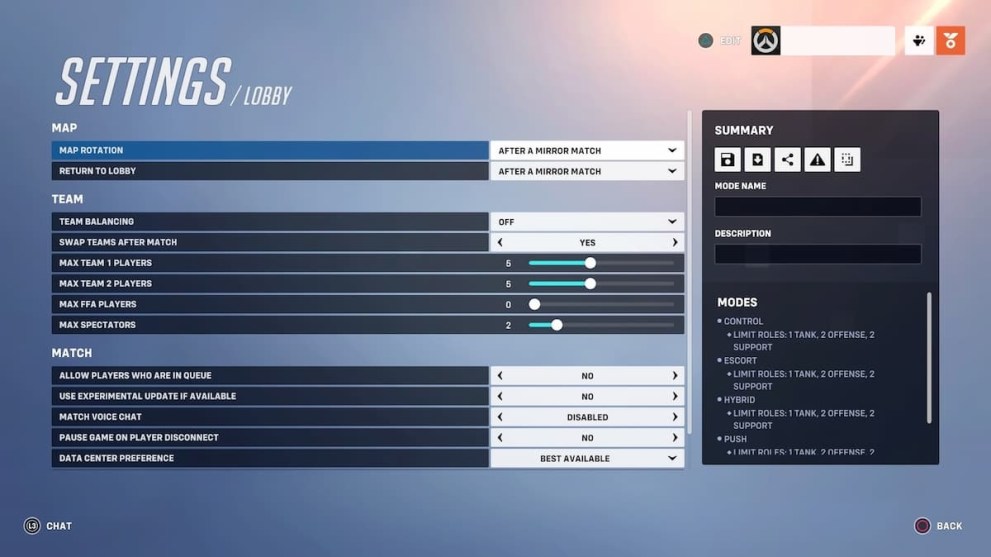 Adjusting the Lobby settings in Overwatch 2
