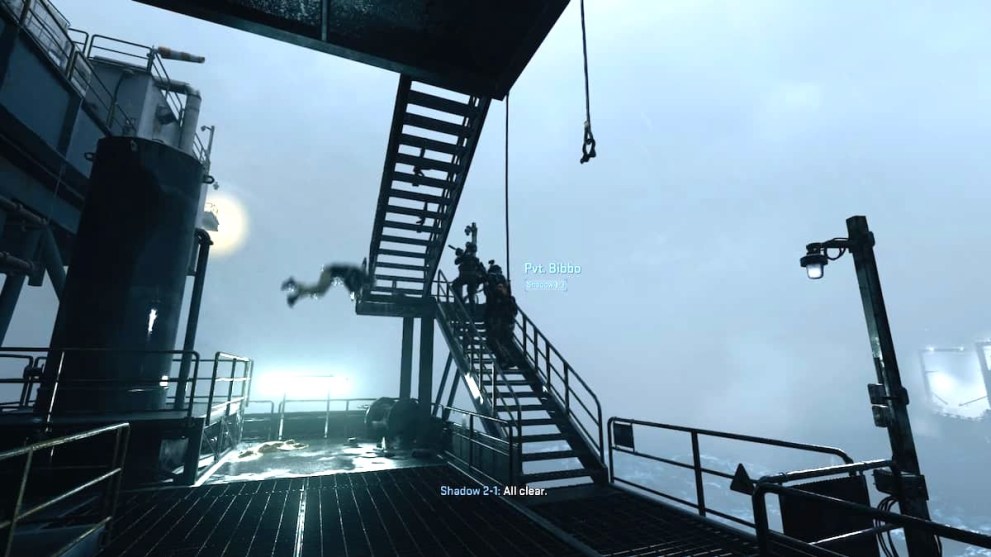 Going up the stairs in the Dark Water mission